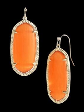 Kendra Scott Elle Gold Earrings in Limited Edition Orange Cat’s Eye